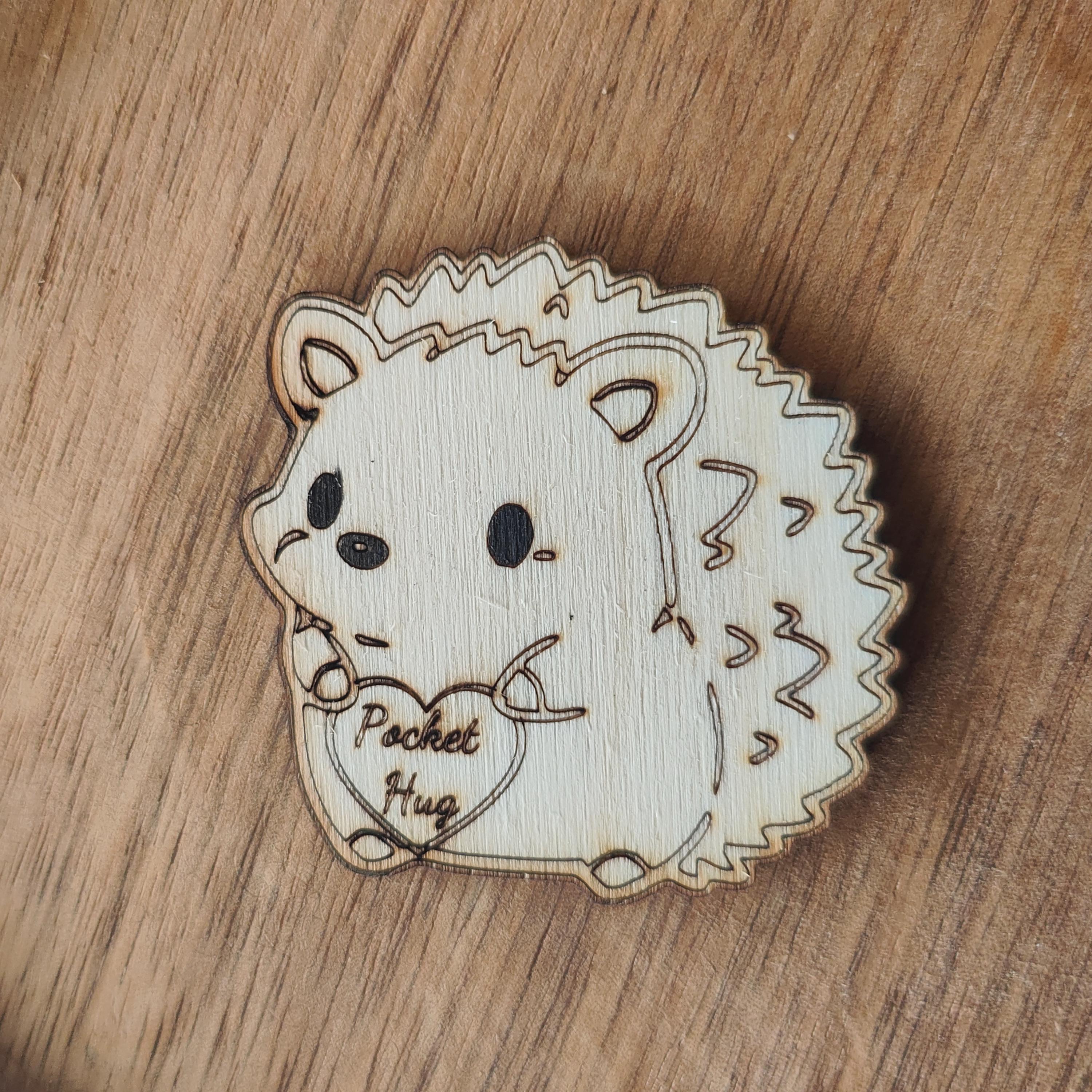 Wooden Hedgehog Pocket Hug: Love Token Gift