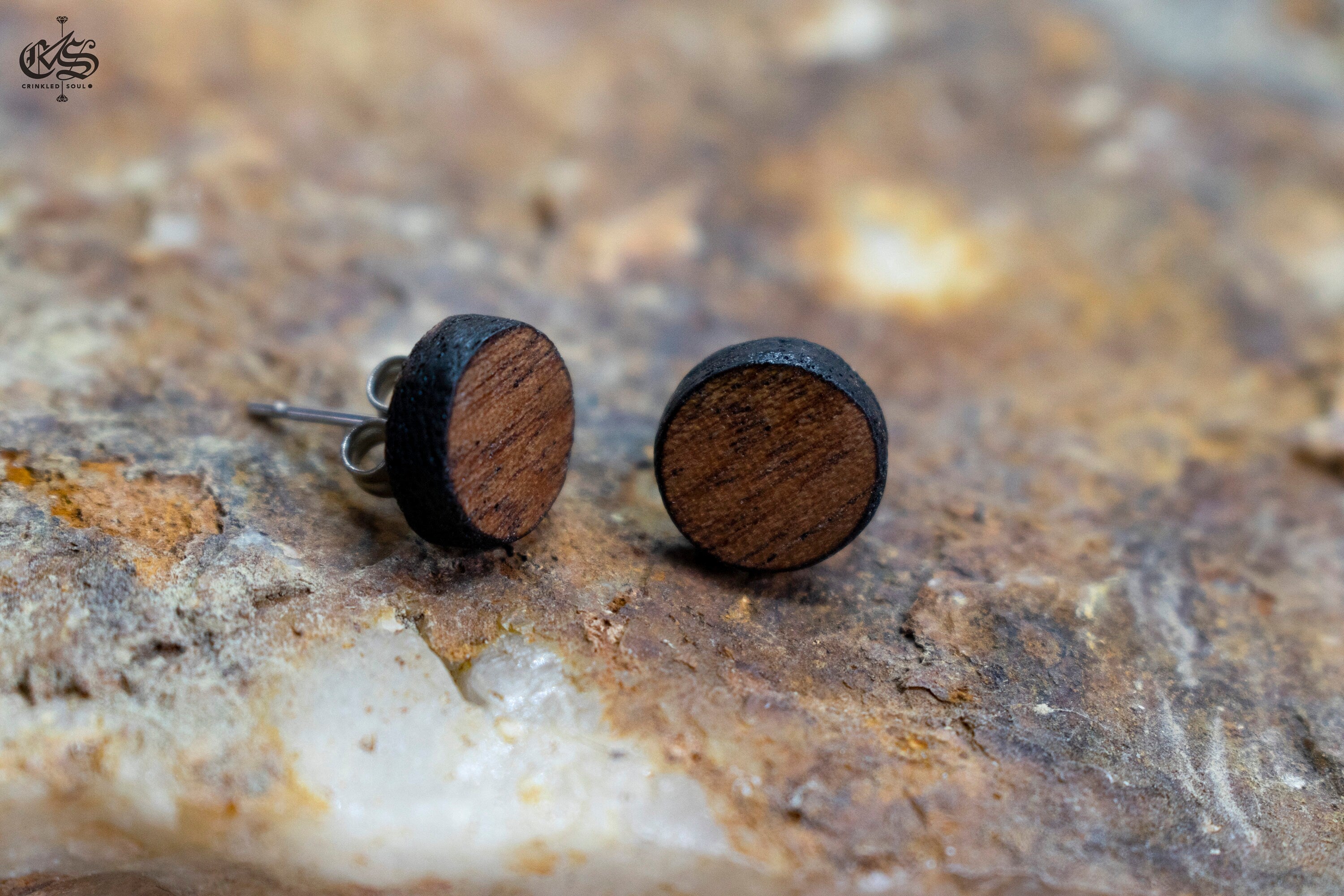 Mahogany Stud Earrings: Laser Cut Wooden Jewelry (10mm)