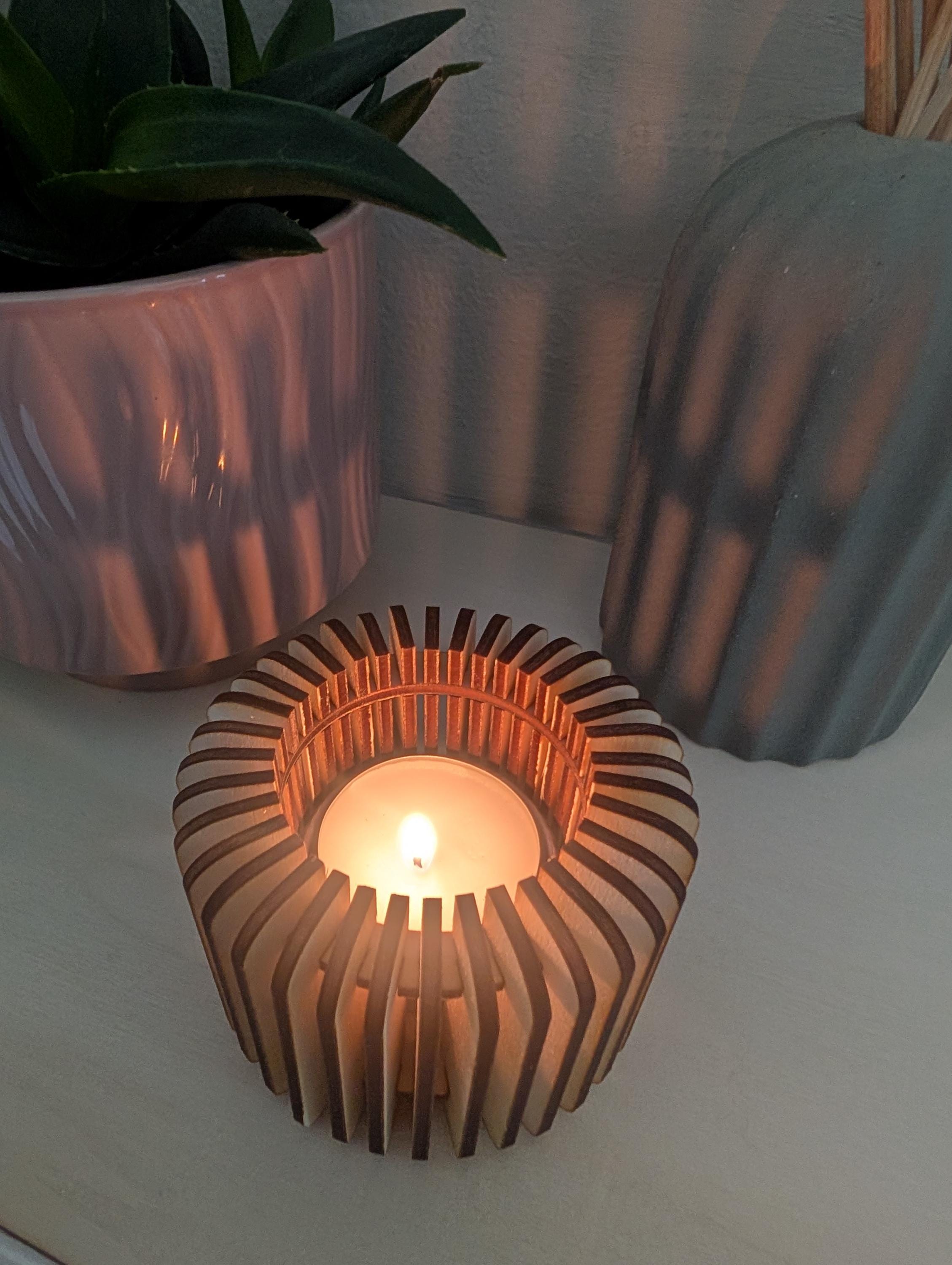 Wooden Tea Light Candle Holder: Eco Friendly Home Decor