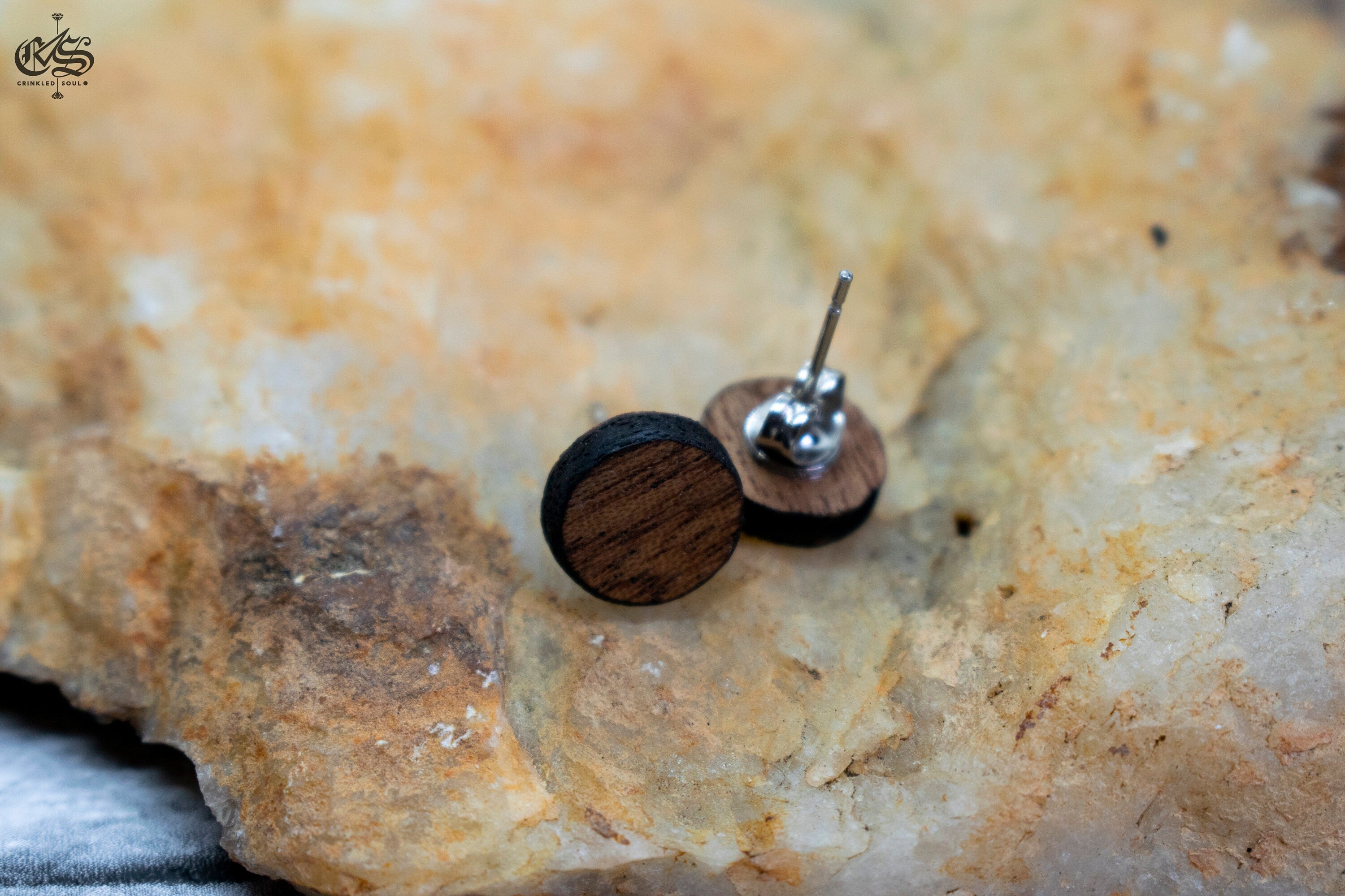 Mahogany Stud Earrings: Laser Cut Wooden Jewelry (10mm)