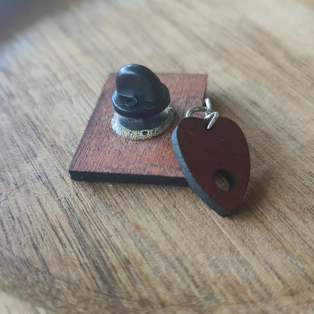 Mahogany Ouija Board Pin: Spooky Halloween Brooch