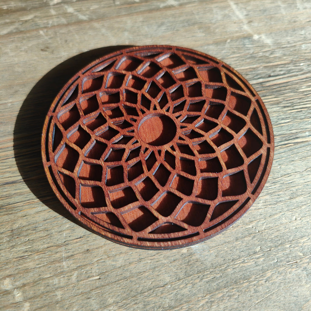Geometric Mandala Wooden Coasters: Spiritual Home Decor, Set of 4