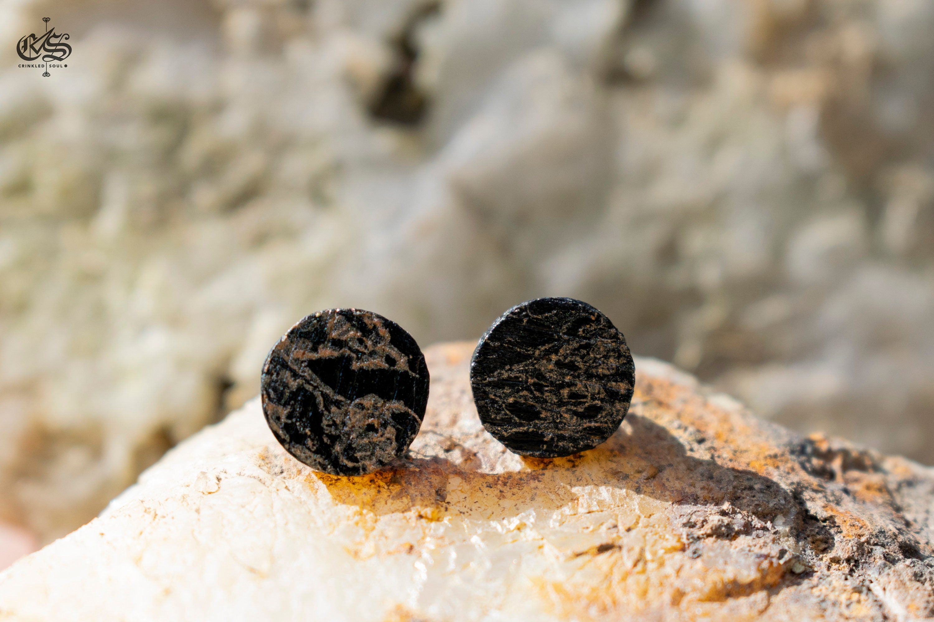 Abstract Wooden Stud Earrings: Metallic Bronze, Gold, Silver