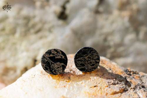 Abstract Wooden Stud Earrings: Metallic Bronze, Gold, Silver