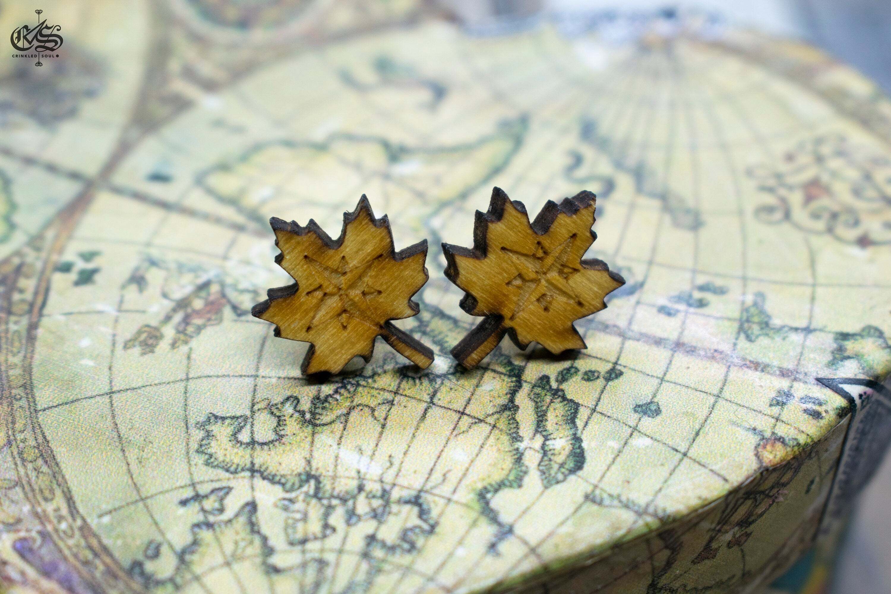 Laser Cut Wooden Leaf Earrings: Nature Inspired Studs