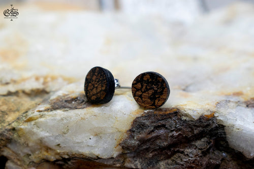 Abstract Mahogany Studs: Laser Cut Wooden Earrings (10mm)
