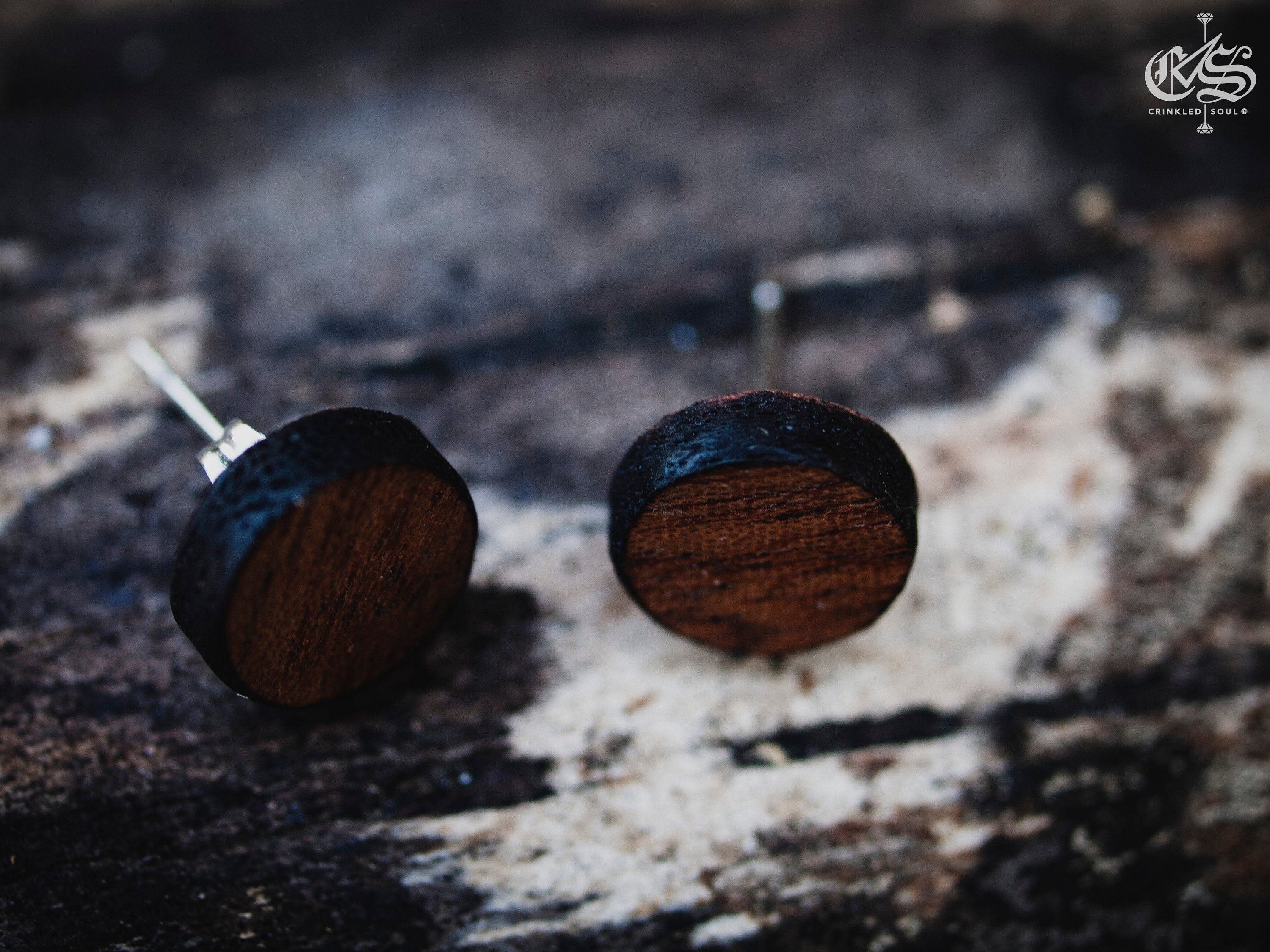 Mahogany Stud Earrings: Laser Cut Wooden Jewelry (10mm)