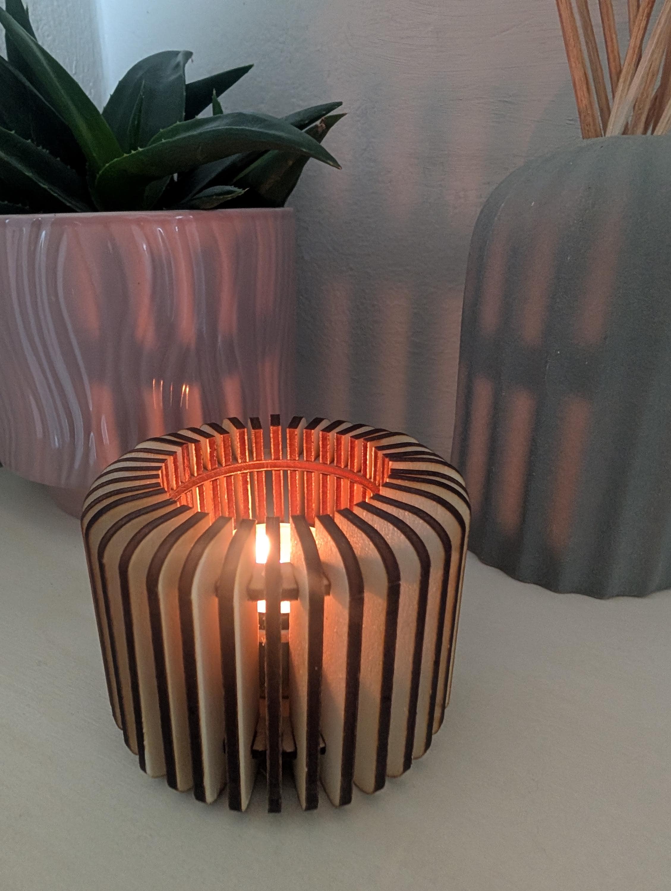 Wooden Tea Light Candle Holder: Eco Friendly Home Decor