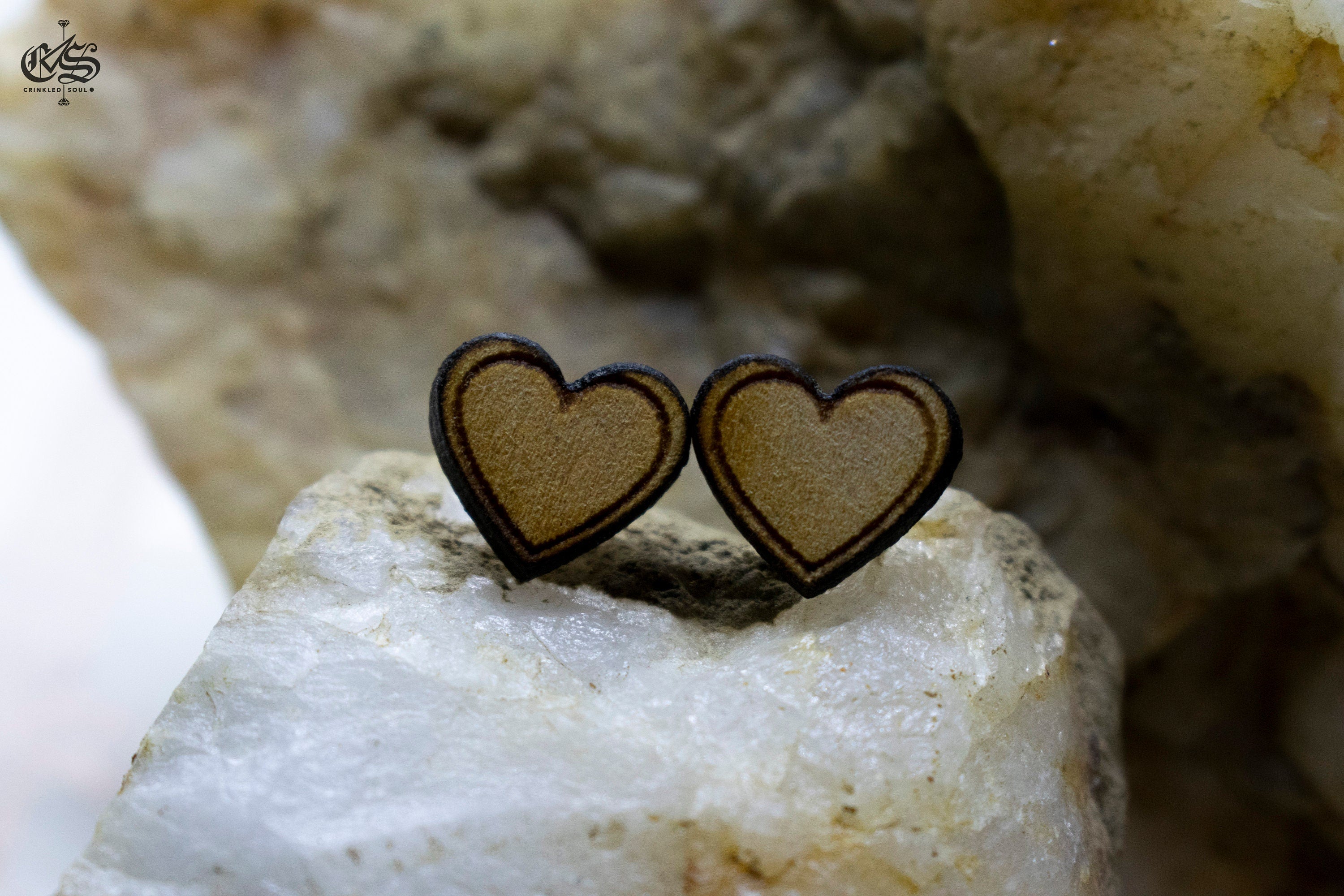 Spruce Wood Heart Stud Earrings: Minimalist Jewellery