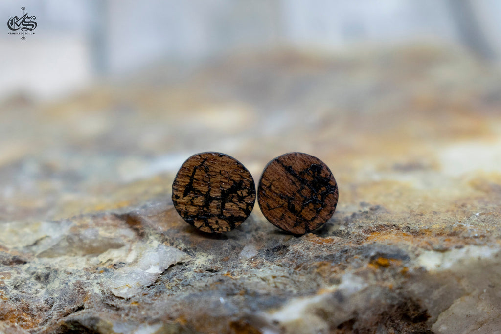 Abstract Mahogany Studs: Laser Cut Wooden Earrings (10mm)