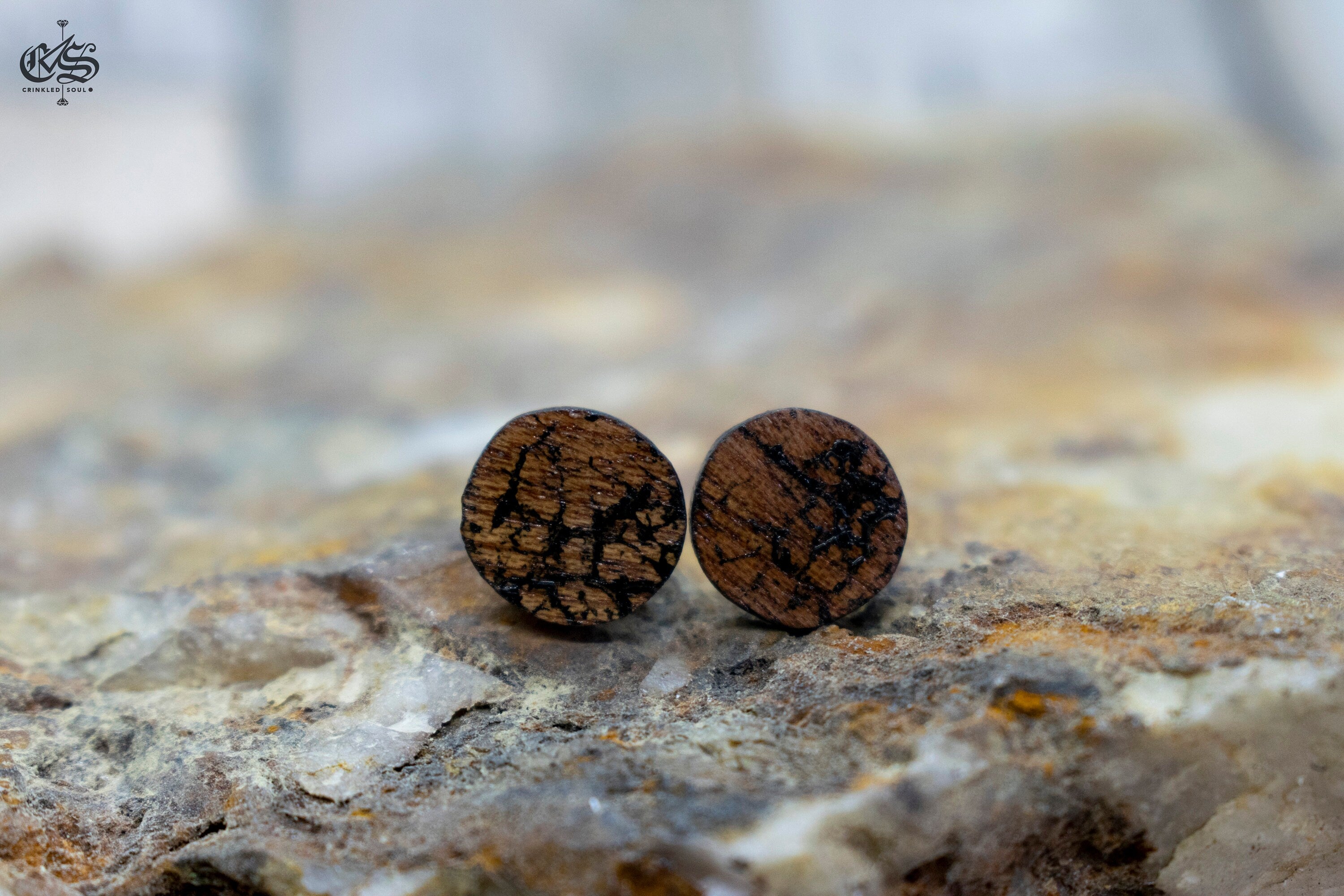 Abstract Mahogany Studs: Laser Cut Wooden Earrings (10mm)