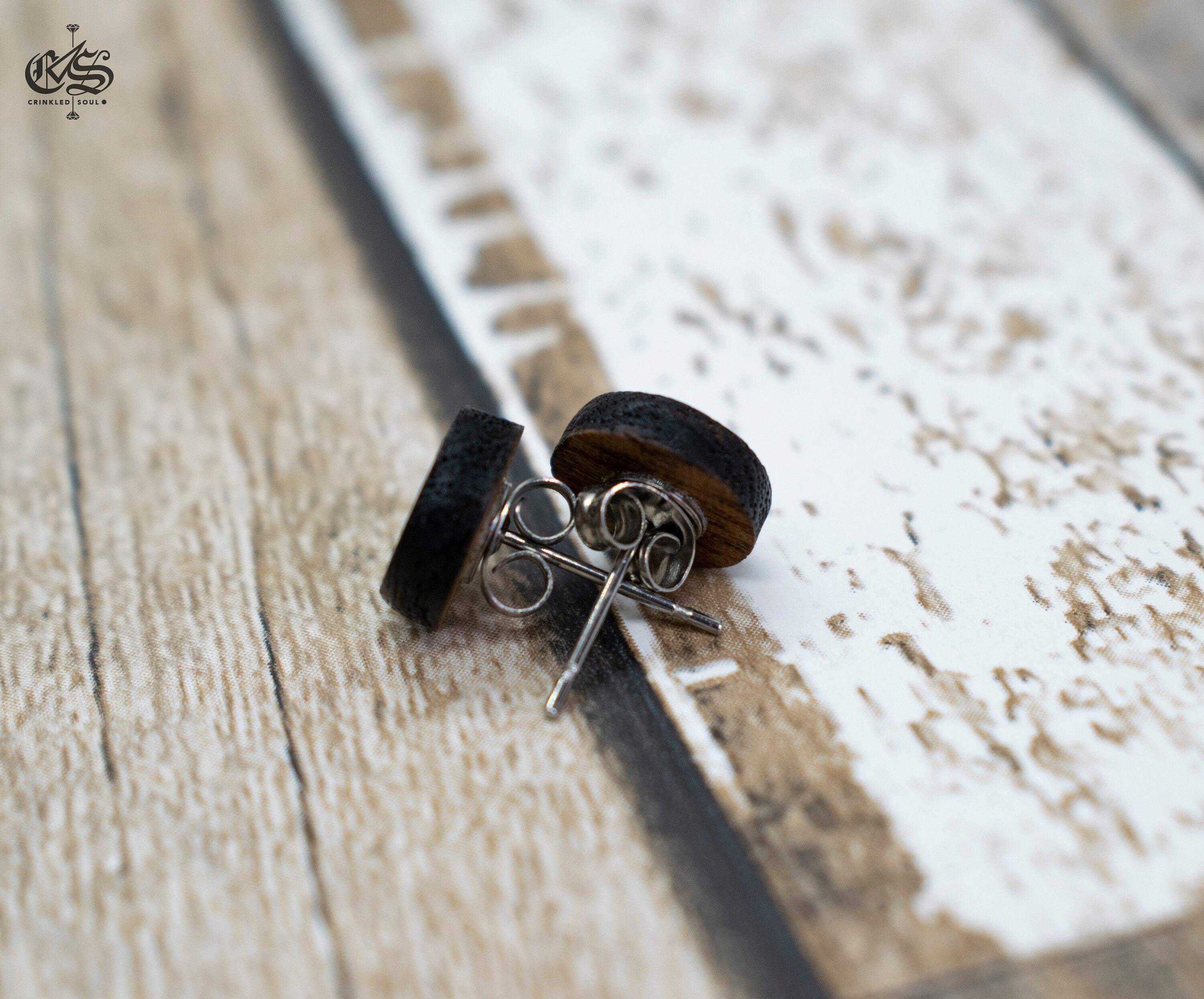 Mahogany Stud Earrings: Laser Cut Wooden Jewelry (10mm)