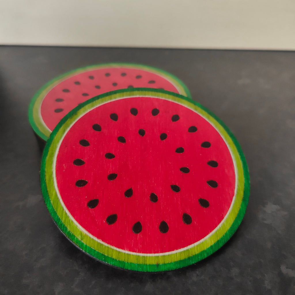 Wooden Watermelon Coasters: Summer Fruit Coasters, Set of 4