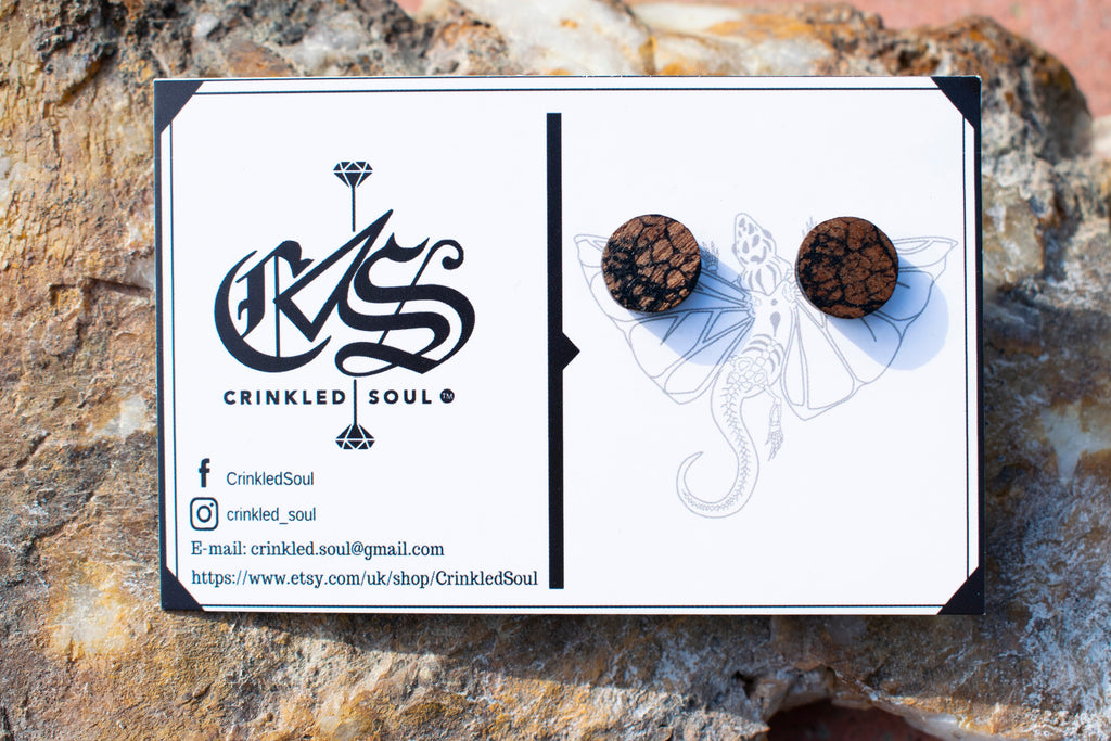 Abstract Mahogany Studs: Laser Cut Wooden Earrings (10mm)