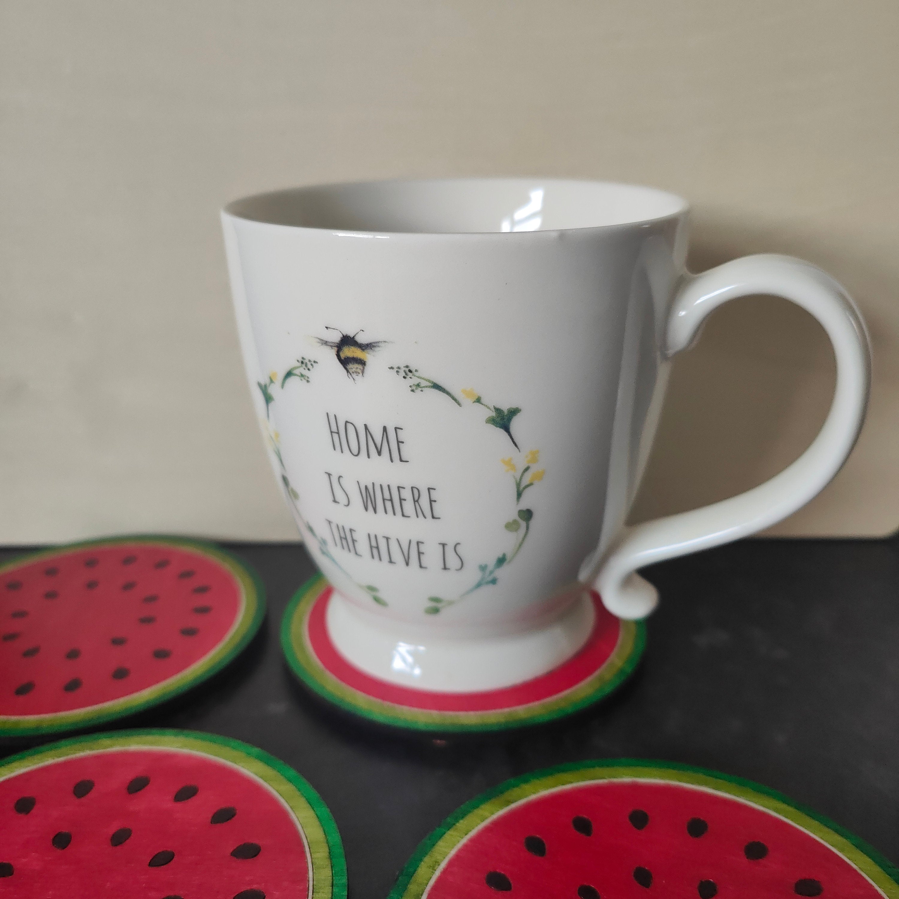 Wooden Watermelon Coasters: Summer Fruit Coasters, Set of 4