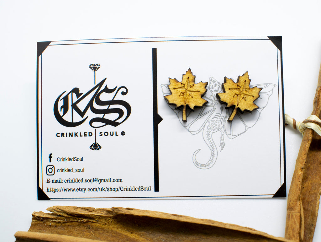 Laser Cut Wooden Leaf Earrings: Nature Inspired Studs