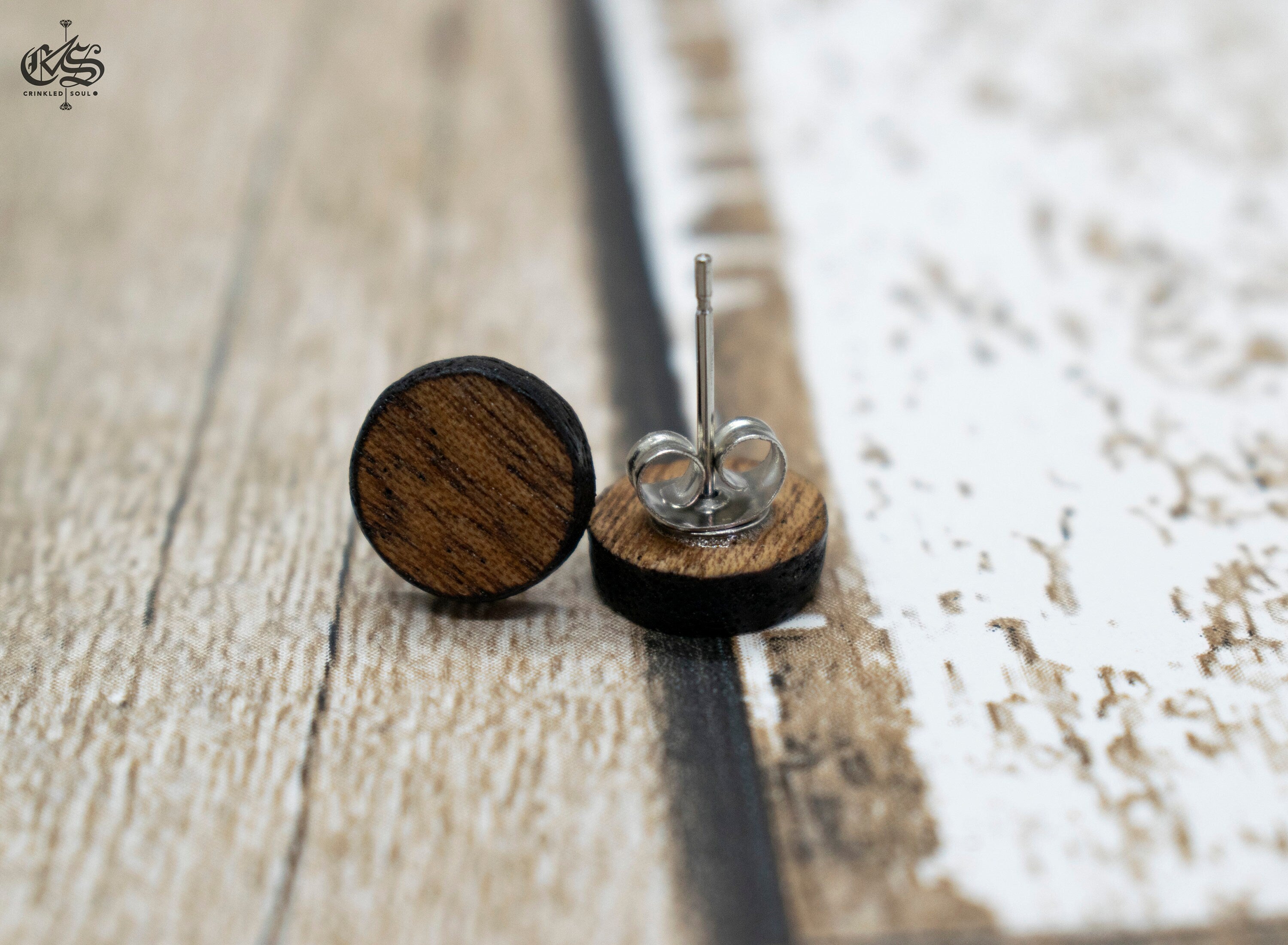 Mahogany Stud Earrings: Laser Cut Wooden Jewelry (10mm)