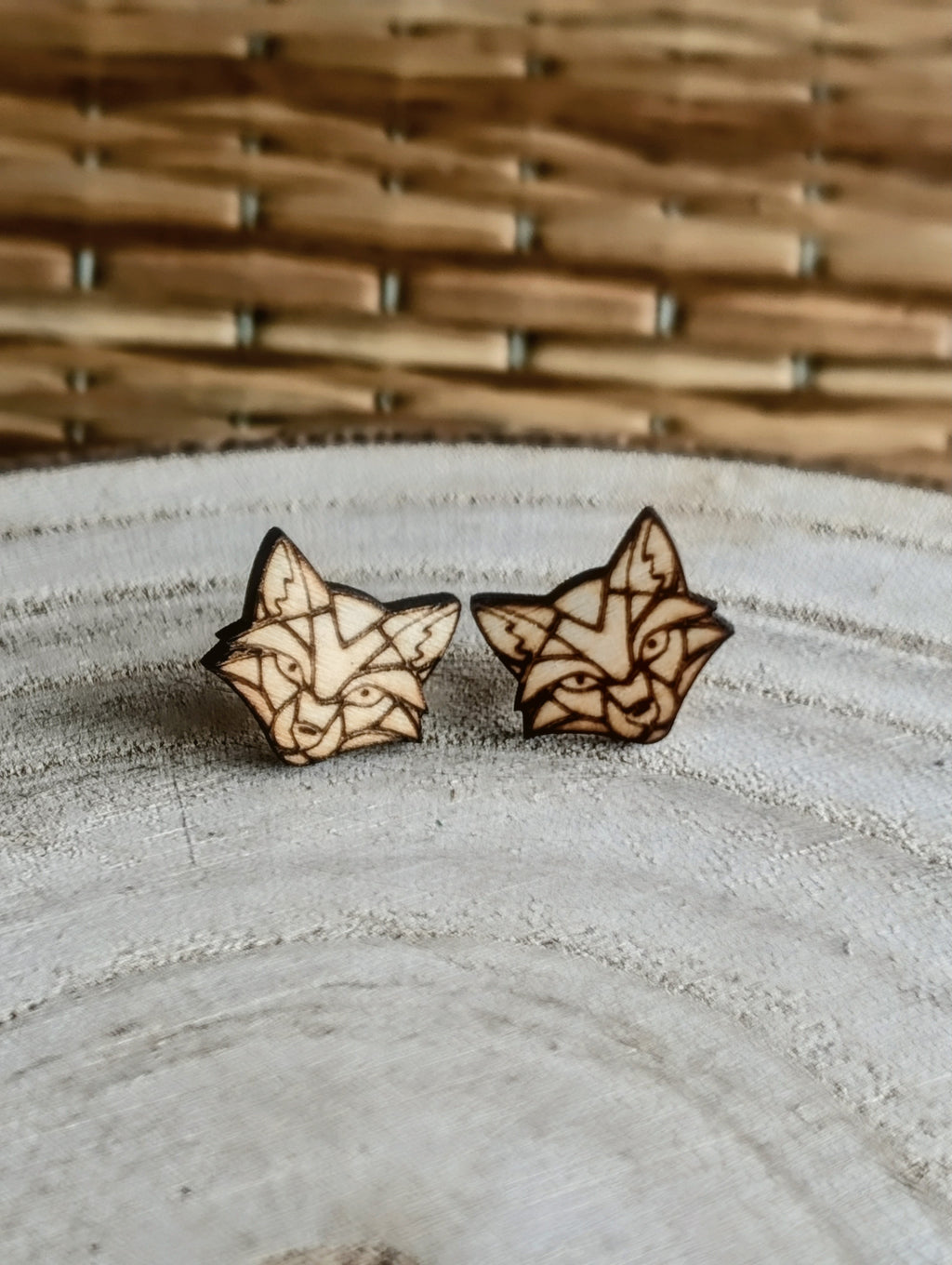 Geometric fox stud earrings