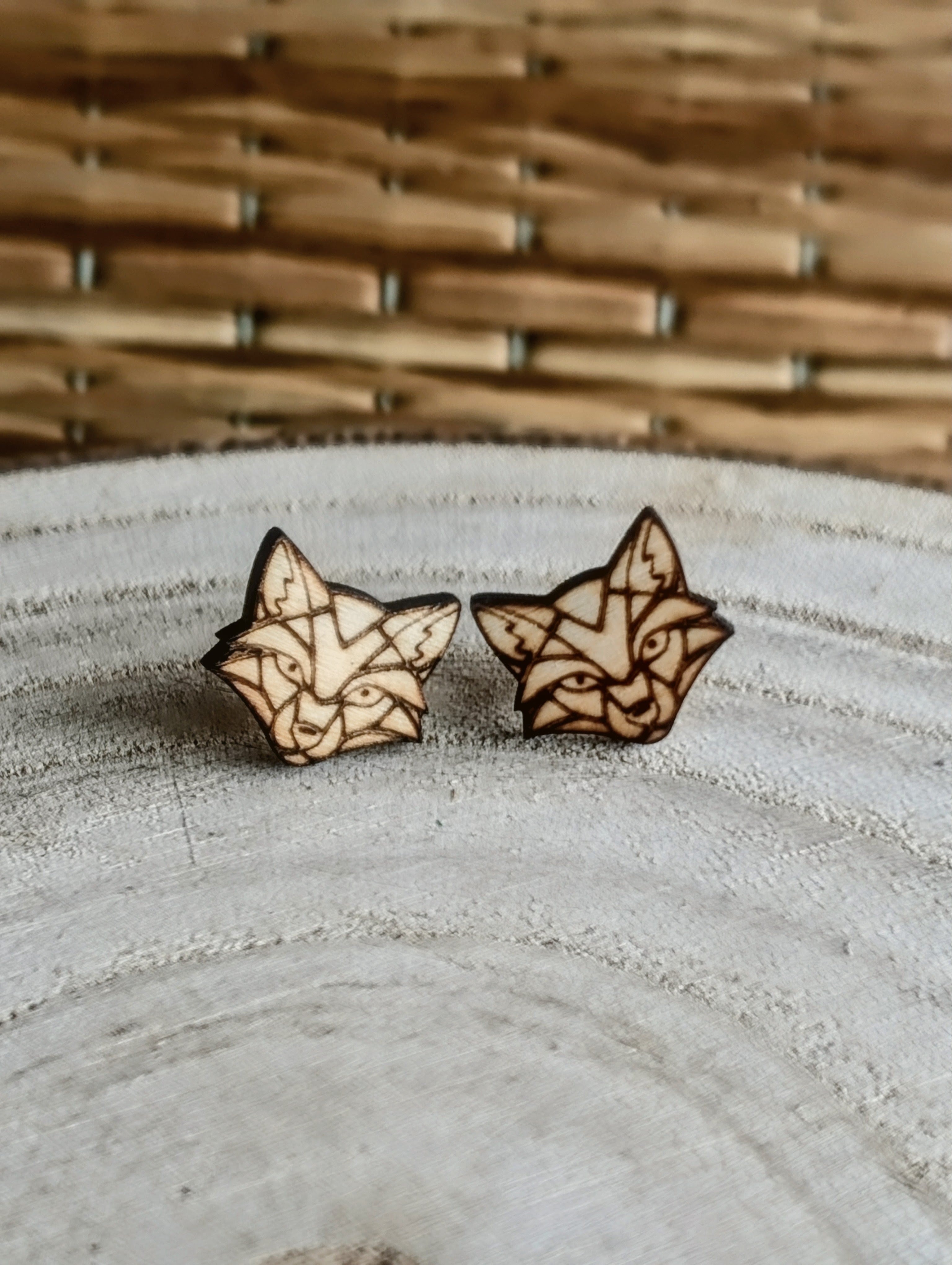 Geometric fox stud earrings
