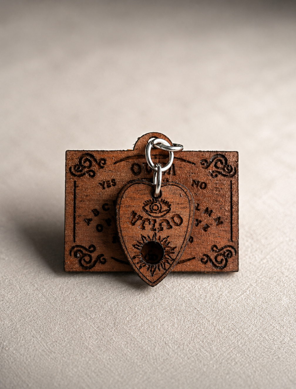 Mahogany Ouija Board Pin: Spooky Halloween Brooch