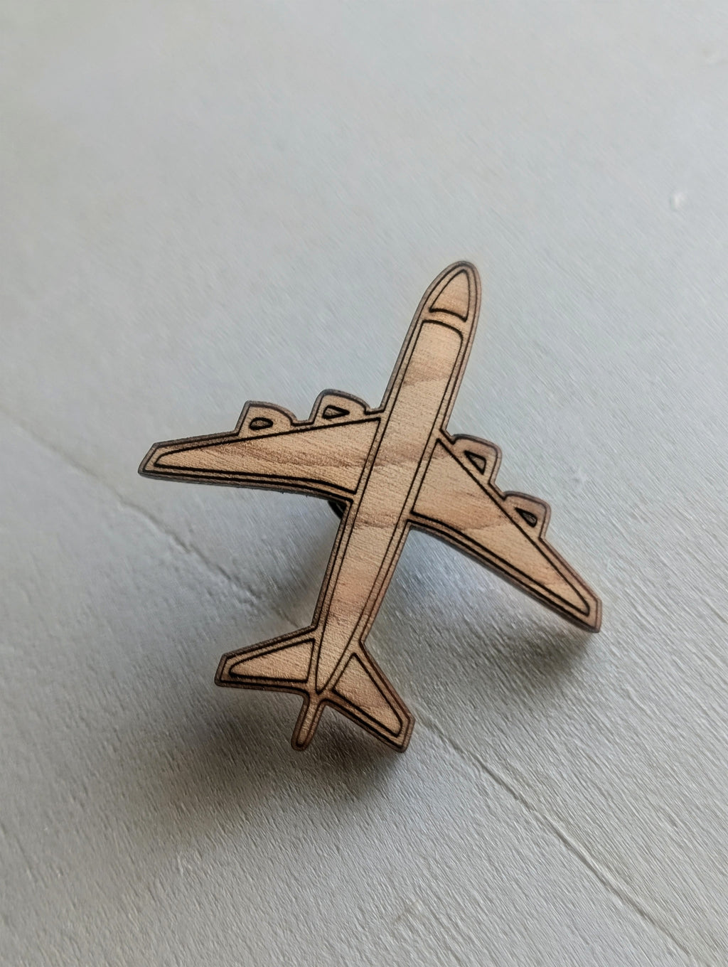 Wooden Airplane Pin Badge