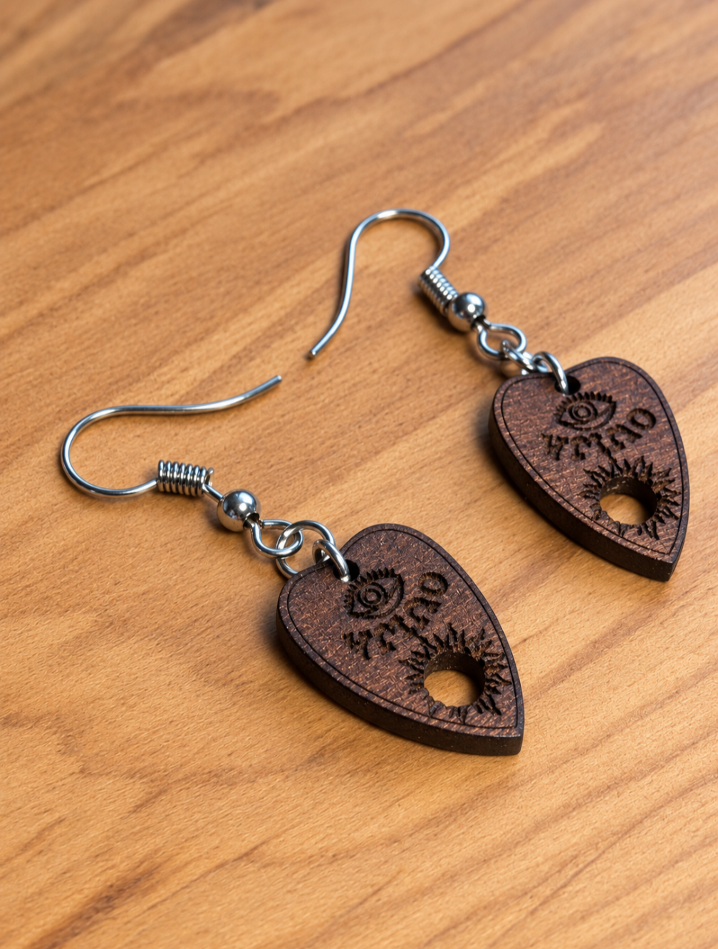 Ouija planchette drop earrings