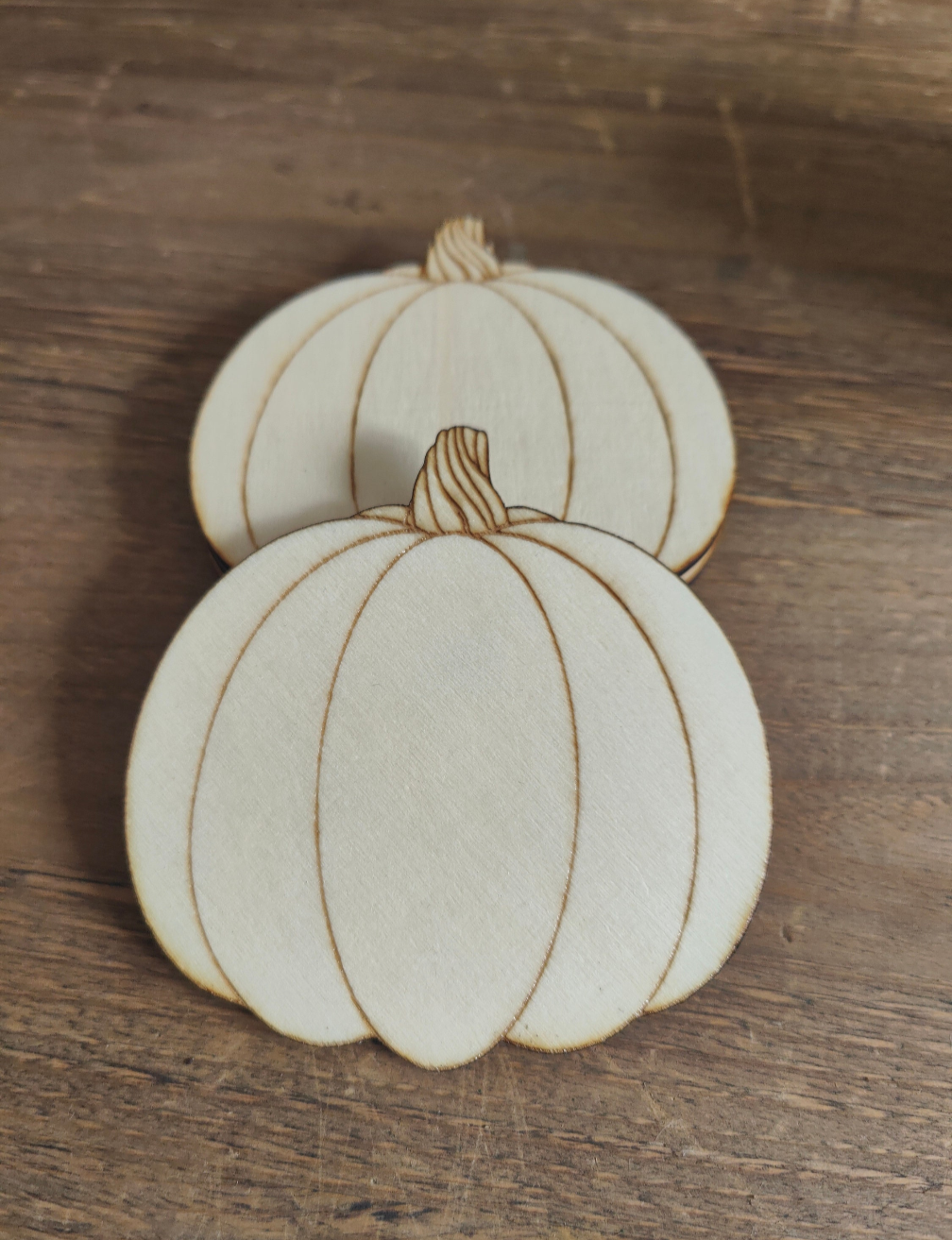 Wooden Pumpkin Coasters, Autumn Halloween Decor, Set of 4