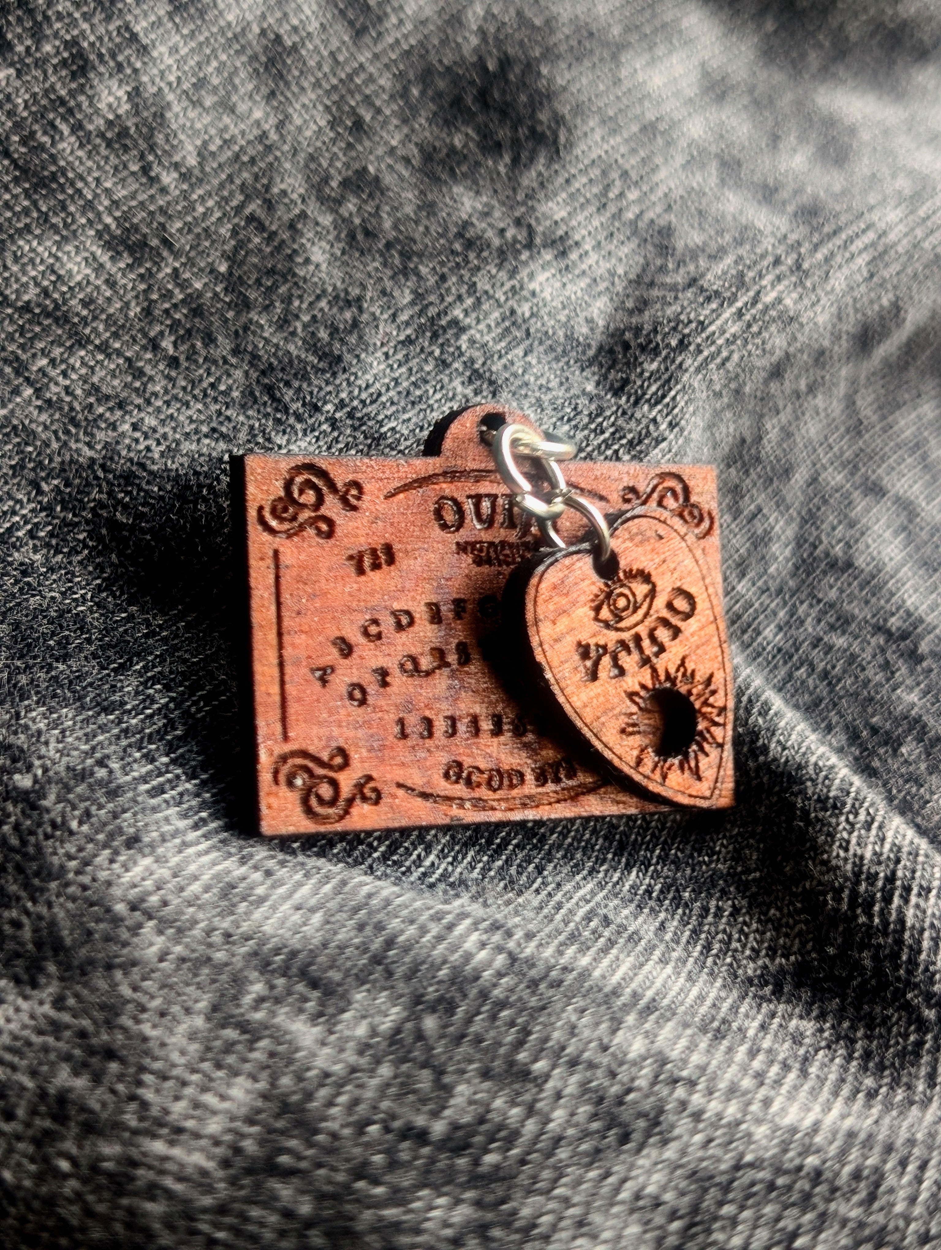 Mahogany Ouija Board Pin: Spooky Halloween Brooch