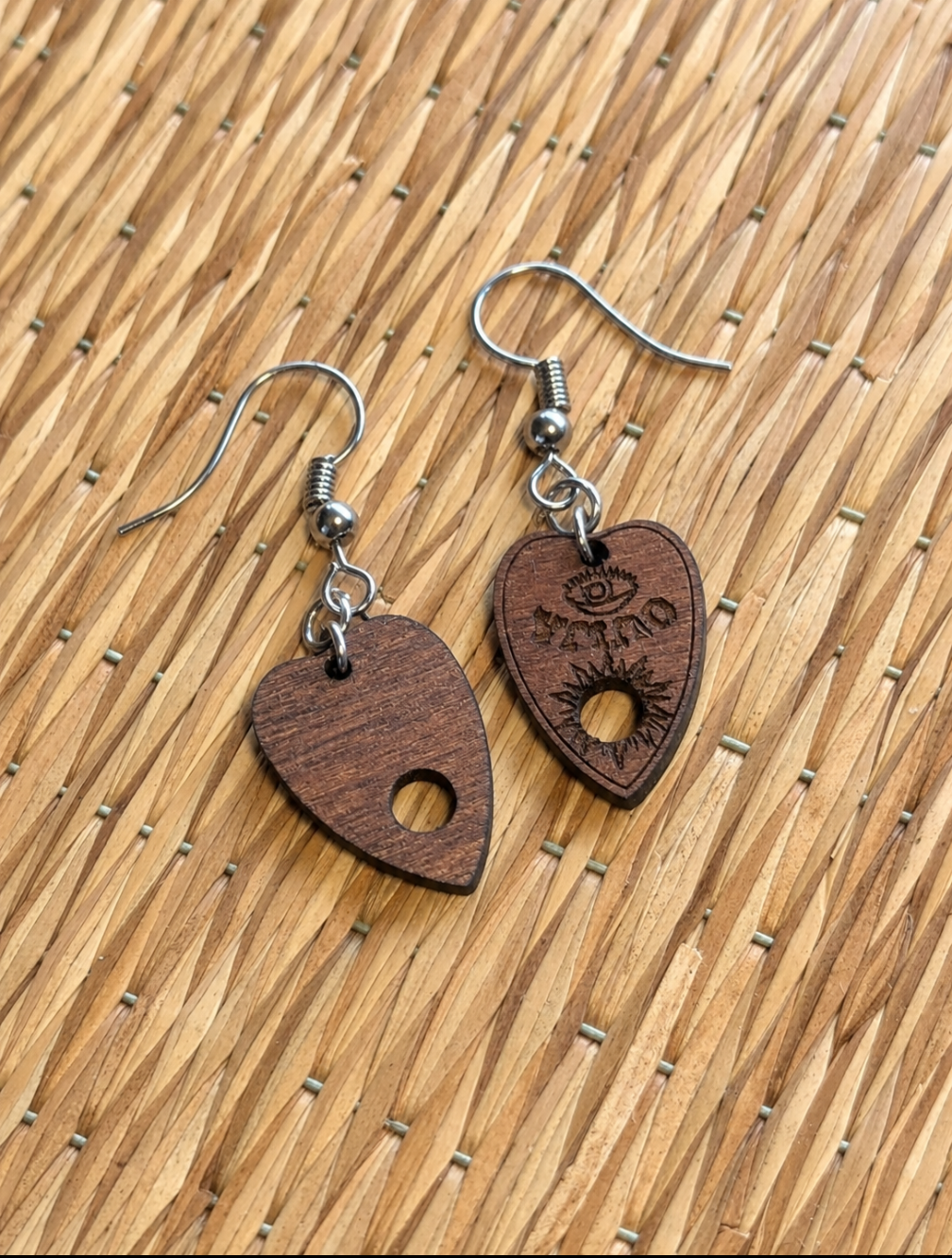 Ouija planchette drop earrings