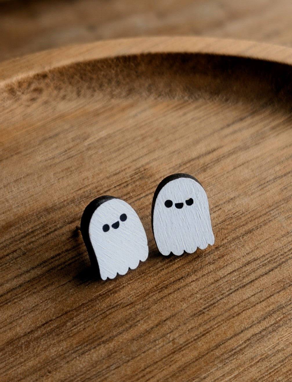 Wooden Ghost stud earrings