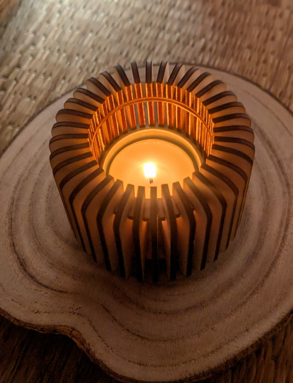 Wooden Tea Light Candle Holder: Eco Friendly Home Decor