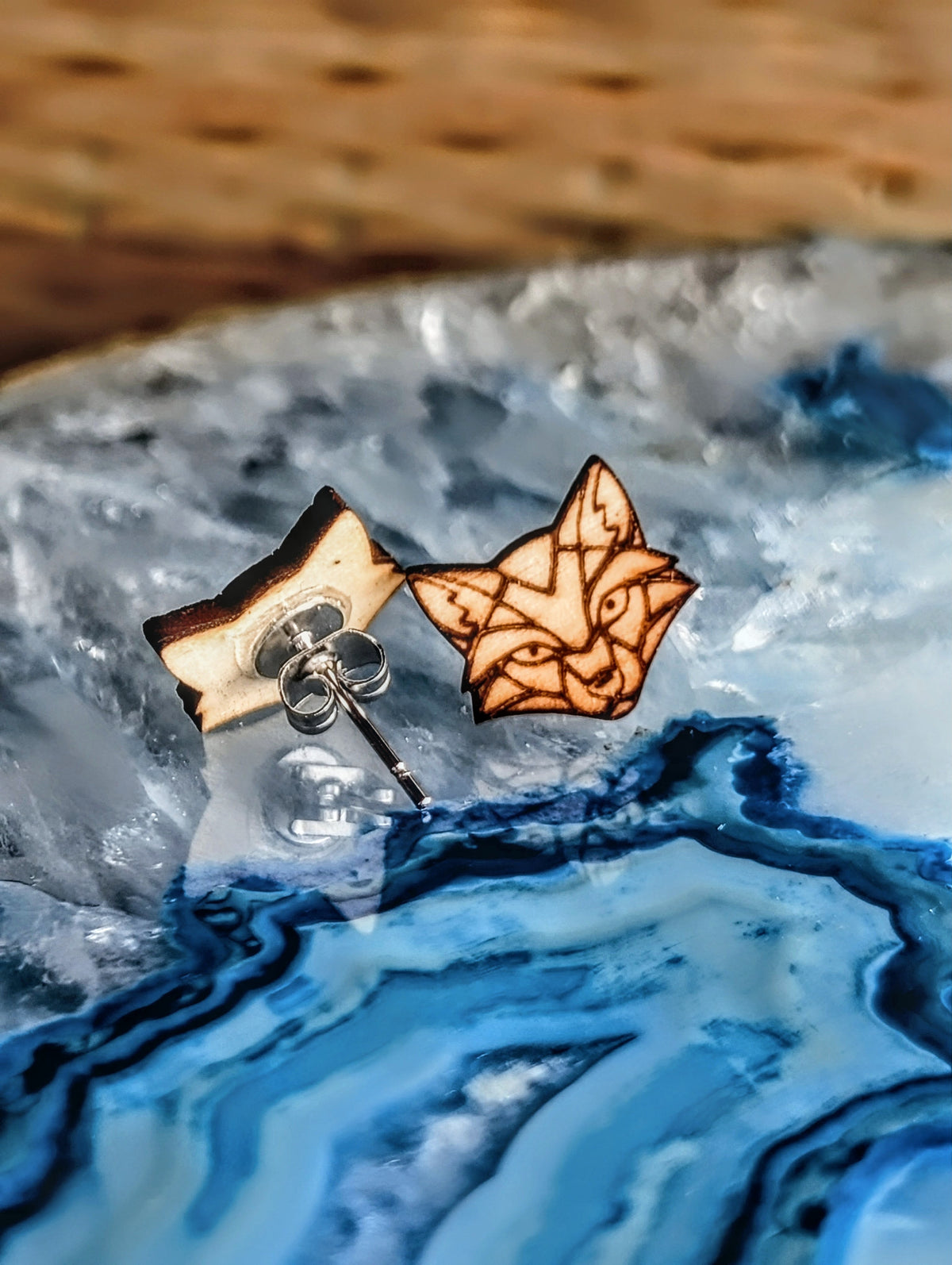 Geometric fox stud earrings