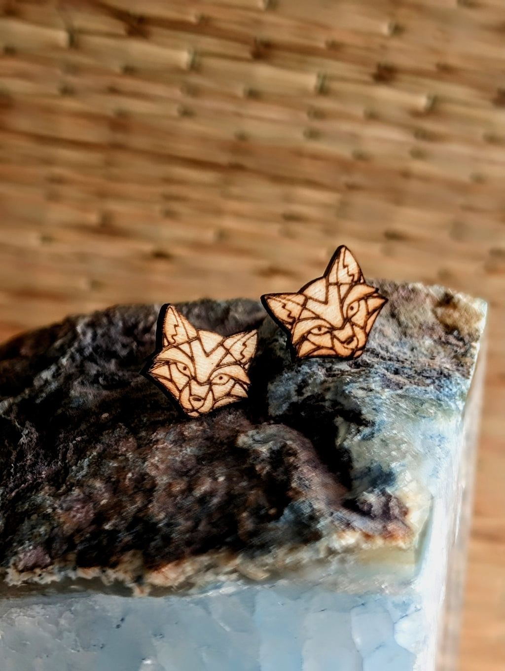 Geometric fox stud earrings